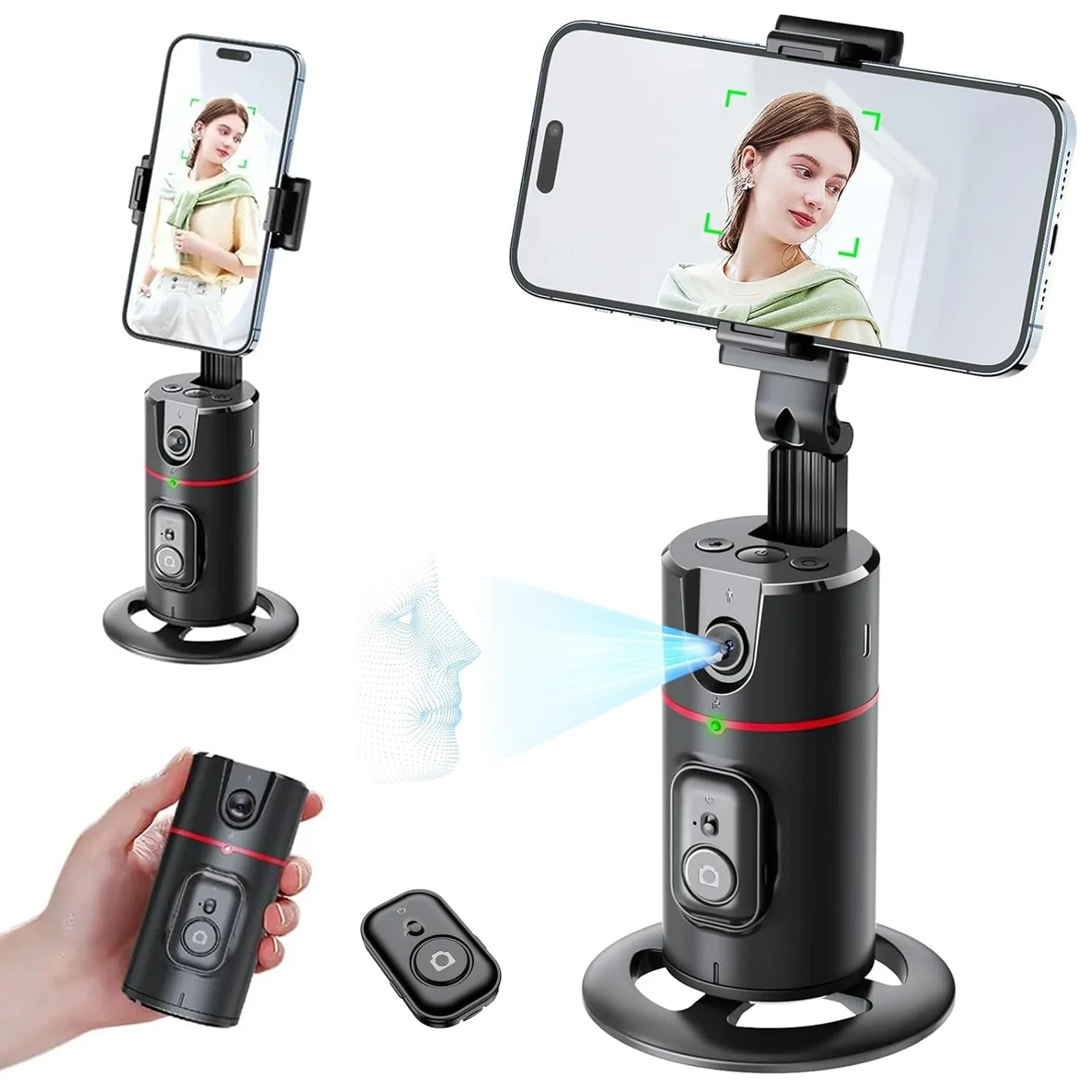 Auto Face Tracking Phone Holder Tripod, No App Required, 360° Rotation Smart Face Body Tracking Tripod Selfie Phone Camera Stand for TIK Tok, Vlog, Live Streaming, Youtube Video